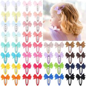 imageOAOLEER 2inch Baby Hair Clips 24 Pieces12 Pairs Fully Lined Baby Bows Hair Pins for Baby Girls Infants Toddlers 12 Colors in Pairs Style CStyle F24pcs