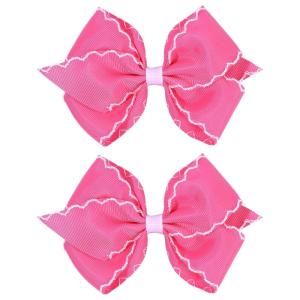 imageOAOLEER 5 2PCS Hair Bows for Girls White Grosgrain Ribbon Bows Hair Alligator Clips Hair Accessories for Girls Infants Toddlers Kids Teens Children WhitePink