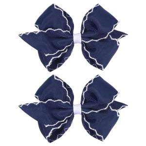 imageOAOLEER 5 2PCS Hair Bows for Girls White Grosgrain Ribbon Bows Hair Alligator Clips Hair Accessories for Girls Infants Toddlers Kids Teens Children WhiteNavy
