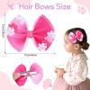 imageOAOLEER 6PCS Hair Bows for Girls Rainbow Pink Grosgrain Ribbon Bow With Alligator Hair Clips Girl Hair Accessories for Toddler Kids Teen Rainbow BowsPink Bows