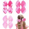 imageOAOLEER 6PCS Hair Bows for Girls Rainbow Pink Grosgrain Ribbon Bow With Alligator Hair Clips Girl Hair Accessories for Toddler Kids Teen Rainbow BowsPink Bows