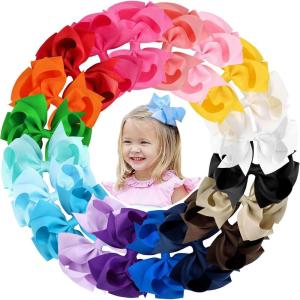 imageOaoleer 20PCS 8 Inch Hair Bows for Girls Grosgrain Ribbon Toddler Hair Accessories with Alligator Clips for Toddlers Baby Girls Kids Teens in PairsStyleB