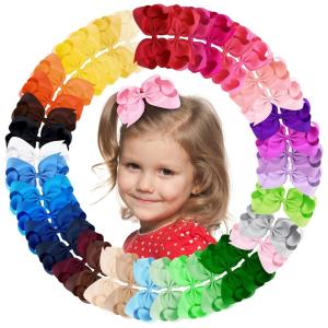 imageOaoleer 40Pcs 45quot Hair Bows Clips Grosgrain Ribbon Alligator Clips Barrettes Hair Accessories for Baby Girls Infants Toddlers Kids Teens Children 45 Inch 20 Colors in Pairs45 Inch Pack of 4040 Colors