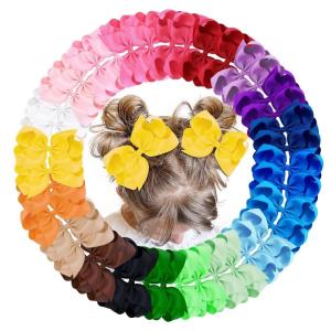 imageOaoleer 40Pcs 45quot Hair Bows Clips Grosgrain Ribbon Alligator Clips Barrettes Hair Accessories for Baby Girls Infants Toddlers Kids Teens Children 45 Inch 20 Colors in Pairs45 Inch Pack of 4020 Colors