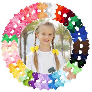 imageOaoleer 40Pcs 45quot Hair Bows Clips Grosgrain Ribbon Alligator Clips Barrettes Hair Accessories for Baby Girls Infants Toddlers Kids Teens Children 45 Inch 20 Colors in Pairs3 Inch Pack of 4040 Colors