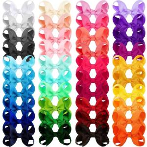 imageOaoleer Hair Bows 30 Colors 4 Inch Grosgrain Ribbon Bows Alligator Clips Hair Barrettes Hair Accessories for Girls Toddler Infants Kids Teens Children3 Inch Pack of 40