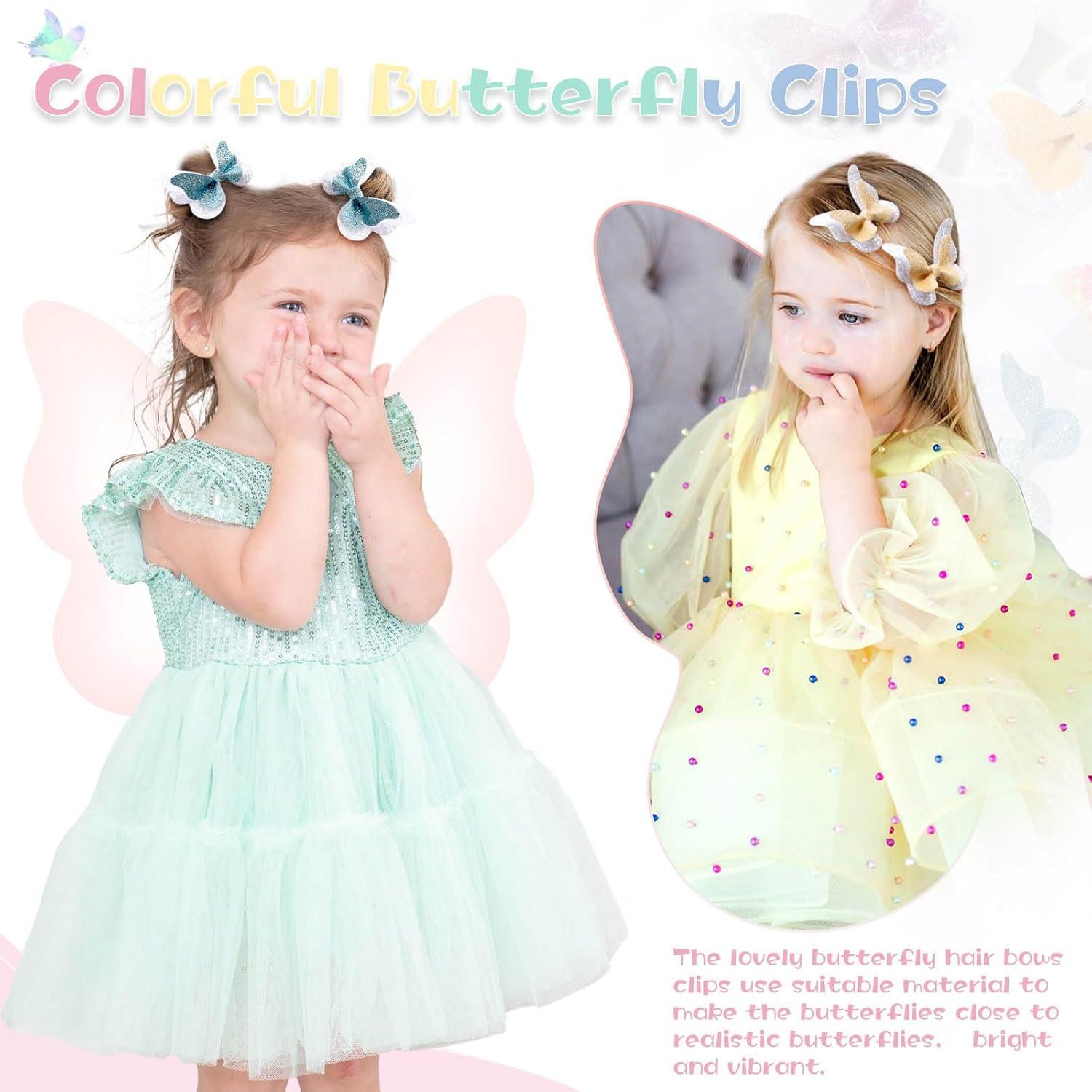 imageOaoleer Butterfly Hair Clips 10PCS Mini Satin Hair Bow Colorful Barrettes for Baby Girls Women Halloween Cosplaying Party Decor 2quotStyle A