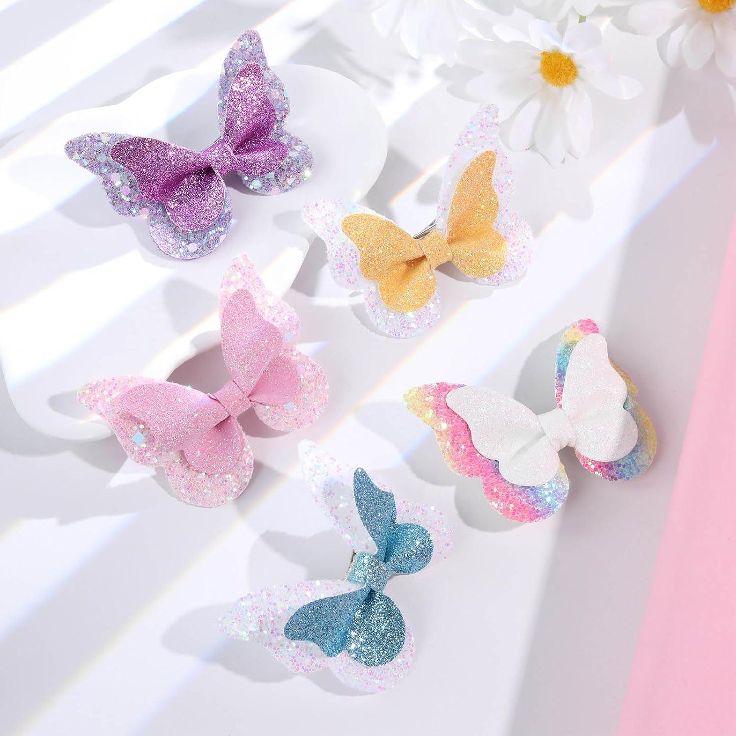 imageOaoleer Butterfly Hair Clips 10PCS Mini Satin Hair Bow Colorful Barrettes for Baby Girls Women Halloween Cosplaying Party Decor 2quotStyle A