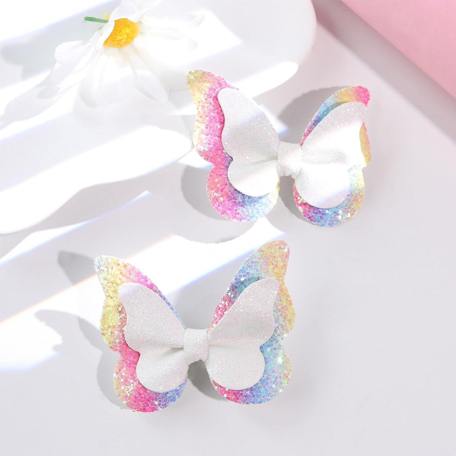 imageOaoleer Butterfly Hair Clips 10PCS Mini Satin Hair Bow Colorful Barrettes for Baby Girls Women Halloween Cosplaying Party Decor 2quotStyle A