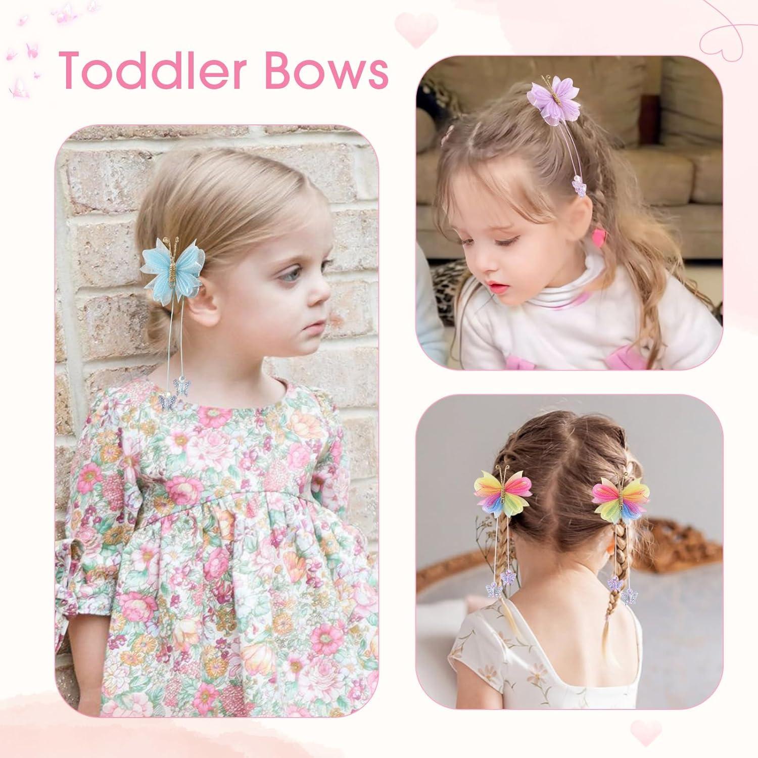 imageOaoleer Butterfly Hair Clips 10PCS Mini Satin Hair Bow Colorful Barrettes for Baby Girls Women Halloween Cosplaying Party Decor 2quotTulle Butterfly wiith Tail
