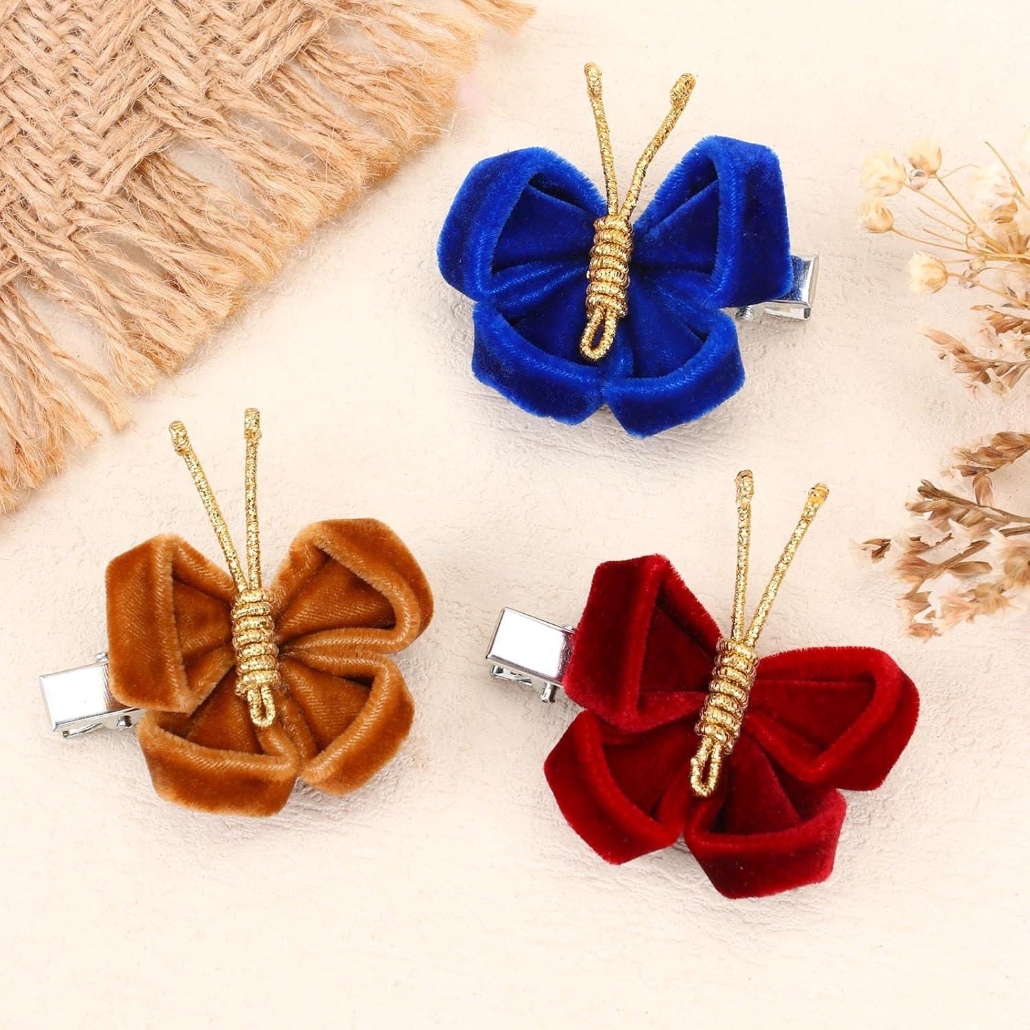 imageOaoleer Butterfly Hair Clips 10PCS Mini Satin Hair Bow Colorful Barrettes for Baby Girls Women Halloween Cosplaying Party Decor 2quotVelvet Butterfly