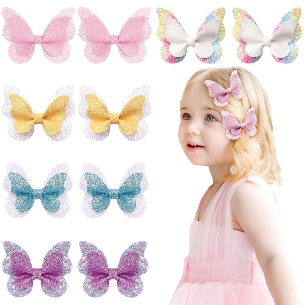 imageOaoleer Butterfly Hair Clips 10PCS Mini Satin Hair Bow Colorful Barrettes for Baby Girls Women Halloween Cosplaying Party Decor 2quotStyle A