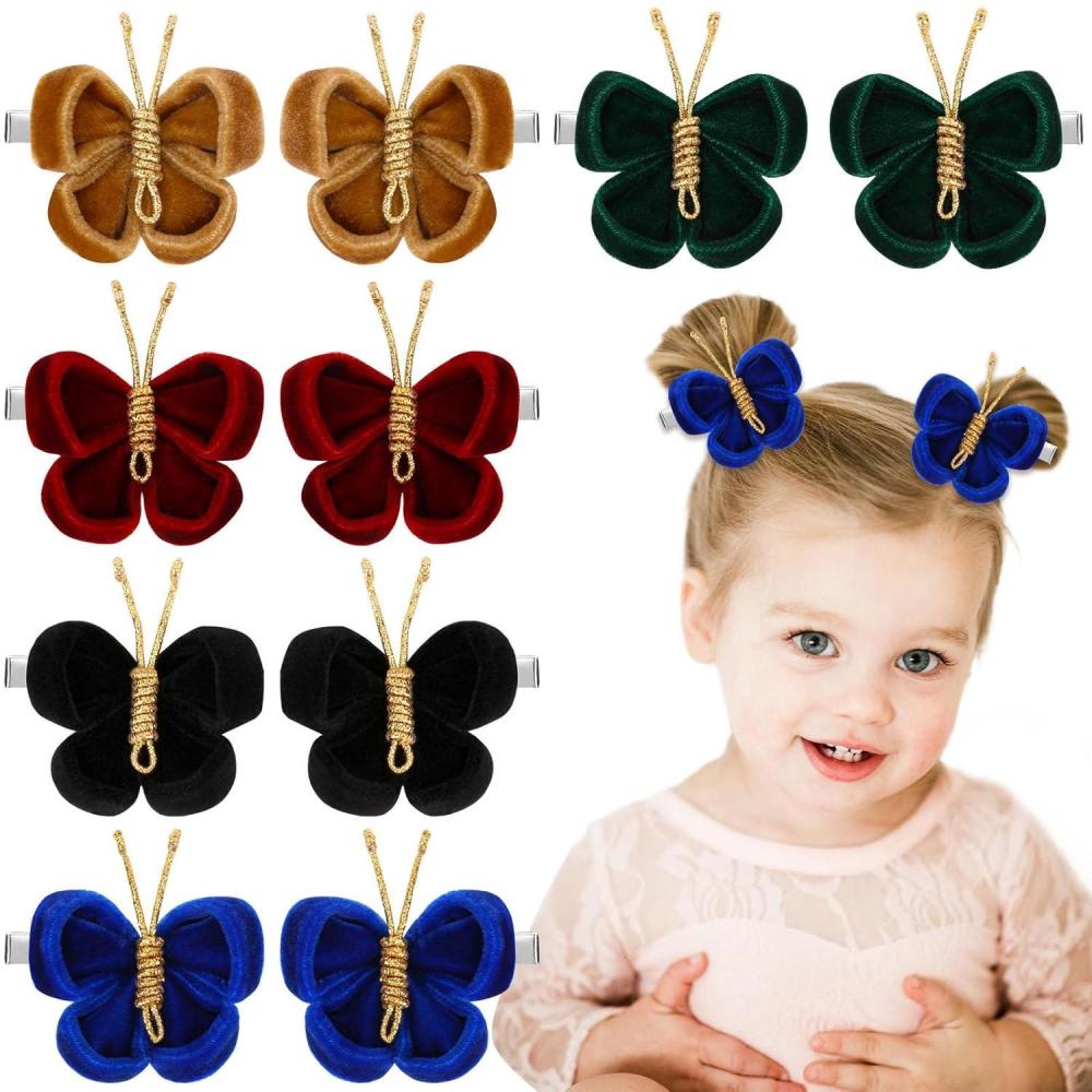 imageOaoleer Butterfly Hair Clips 10PCS Mini Satin Hair Bow Colorful Barrettes for Baby Girls Women Halloween Cosplaying Party Decor 2quotVelvet Butterfly