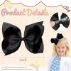 image2PCS Oaoleer Layered Grosgrain Ribbon Alligator Hair Clips White 6inch Barrettes for Girls Infants Toddlers Kids and TeensBlack