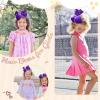image2PCS Oaoleer Layered Grosgrain Ribbon Alligator Hair Clips White 6inch Barrettes for Girls Infants Toddlers Kids and TeensPurple