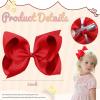 image2PCS Oaoleer Layered Grosgrain Ribbon Alligator Hair Clips White 6inch Barrettes for Girls Infants Toddlers Kids and TeensRed