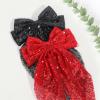 image2Pcs Big Glitter Layered Hair Bows for Women Girls 8 Inch Barrette Hair Clip Black Sliver Sparkly Large Long Bows Style Hair Accessories BlackSilverBlackRed