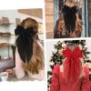 image2Pcs Big Glitter Layered Hair Bows for Women Girls 8 Inch Barrette Hair Clip Black Sliver Sparkly Large Long Bows Style Hair Accessories BlackSilverBlackRed