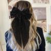image2Pcs Big Glitter Layered Hair Bows for Women Girls 8 Inch Barrette Hair Clip Black Sliver Sparkly Large Long Bows Style Hair Accessories BlackSilverBlackRed
