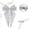 image2Pcs Big Glitter Layered Hair Bows for Women Girls 8 Inch Barrette Hair Clip Black Sliver Sparkly Large Long Bows Style Hair Accessories BlackSilverBlackSilver