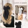 image2Pcs Big Glitter Layered Hair Bows for Women Girls 8 Inch Barrette Hair Clip Black Sliver Sparkly Large Long Bows Style Hair Accessories BlackSilverBlackWhite satin