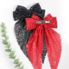 image2Pcs Big Glitter Layered Hair Bows for Women Girls 8 Inch Barrette Hair Clip Black Sliver Sparkly Large Long Bows Style Hair Accessories BlackSilverBlackRed