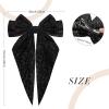 image2Pcs Big Glitter Layered Hair Bows for Women Girls 8 Inch Barrette Hair Clip Black Sliver Sparkly Large Long Bows Style Hair Accessories BlackSilverBlackRed