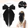 image2Pcs Big Glitter Layered Hair Bows for Women Girls 8 Inch Barrette Hair Clip Black Sliver Sparkly Large Long Bows Style Hair Accessories BlackSilverBlackWhite satin