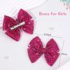 imageOAOLEER 2PCS Hair Bows for Girls Red Sparkly Glitter Toddler Bows with Alligator Clips Girl Hair Accessories for Kids Teen Back to School RedHot Pink