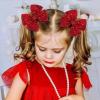 imageOAOLEER 2PCS Hair Bows for Girls Red Sparkly Glitter Toddler Bows with Alligator Clips Girl Hair Accessories for Kids Teen Back to School RedRed