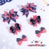 imageOAOLEER 4th of July American Flag Hair Bow Clips Blue White Red Grosgrain Ribbon Alligator Bow Kids Girls Women Hair Accessories For Party Supplies Blue White RedBBlue White RedA