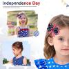 imageOAOLEER 4th of July American Flag Hair Bow Clips Blue White Red Grosgrain Ribbon Alligator Bow Kids Girls Women Hair Accessories For Party Supplies Blue White RedBBlue White RedA