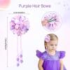imageOAOLEER 6PCS Hair Bows for Girls Flower Hair Accessories for Girls Grosgrain Ribbon Bows With Alligator Clips Girl Hair Accessories for Kids Teen Back to School Round BowsBRound BowsPurple