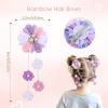 imageOAOLEER 6PCS Hair Bows for Girls Flower Hair Accessories for Girls Grosgrain Ribbon Bows With Alligator Clips Girl Hair Accessories for Kids Teen Back to School Flower BowsAFlower BowsPurple