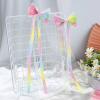 imageOAOLEER 6PCS Hair Bows for Girls Rainbow Tulle Flower Hair Accessories with Alligator Clips Pearl Long Tail for Toddler Kids Back to School PinkPink