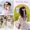 imageOAOLEER 6PCS Hair Bows for Girls Rainbow Tulle Flower Hair Accessories with Alligator Clips Pearl Long Tail for Toddler Kids Back to School PinkPurple
