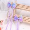 imageOAOLEER 6PCS Hair Bows for Girls Rainbow Tulle Flower Hair Accessories with Alligator Clips Pearl Long Tail for Toddler Kids Back to School PinkPurple