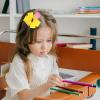 imageOAOLEER Back to School Hair Tie 6PCS Yellow Grosgrain Ribbon Pencil Cheerleading Hair Large Bows Ties for Girls Toddler Kids Kindergarten 1st 2nd 3rd 4th 5th GradePencil Pinwheel Bows Clips