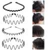 imageOAOLEER Metal Headbands for Men WomenFashion Spring Wavy Black Non Slip Hair Bands 8 PCS
