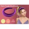 imageOAOLEER Padded Headbands Fashion Women Thick Velvet 90s Hair Accessories Head Band Fashion Headwear Wide Plastic Hairbands For Woman Purple