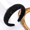 imageOAOLEER Velvet Padded Diamond Rhinestone Big Headband for Women Black Crystal Embellished Hair Hoop Races Goth Wedding Headpiece Fashion Hair Accessory Suit for WeddingPartyand Daily Life