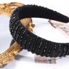 imageOAOLEER Velvet Padded Diamond Rhinestone Big Headband for Women Black Crystal Embellished Hair Hoop Races Goth Wedding Headpiece Fashion Hair Accessory Suit for WeddingPartyand Daily Life