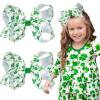 image2PCS Oaoleer Layered Grosgrain Ribbon Alligator Hair Clips White 6inch Barrettes for Girls Infants Toddlers Kids and TeensSt Patrick Bows
