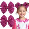 imageOAOLEER 2PCS Hair Bows for Girls Red Sparkly Glitter Toddler Bows with Alligator Clips Girl Hair Accessories for Kids Teen Back to School RedHot Pink