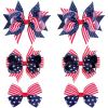 imageOAOLEER 4th of July American Flag Hair Bow Clips Blue White Red Grosgrain Ribbon Alligator Bow Kids Girls Women Hair Accessories For Party Supplies Blue White RedBBlue White RedA