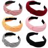 imageOAOLEER 6 Pack Top Knotted Headbands for Women Fashion Headband Cloth Cross Twist Hairband Cooling in Summer Suit for Workout Yoga Daily Life