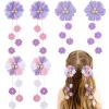 imageOAOLEER 6PCS Hair Bows for Girls Flower Hair Accessories for Girls Grosgrain Ribbon Bows With Alligator Clips Girl Hair Accessories for Kids Teen Back to School Flower BowsAFlower BowsPurple