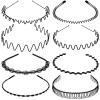 imageOAOLEER Metal Headbands for Men WomenFashion Spring Wavy Black Non Slip Hair Bands 8 PCS