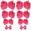 imageOaoleer 8PCS Hair Bows for Girls Navy Blue Grosgrain Ribbon Boutique Bow Alligator Clips Hair Accessories for Toddlers Little Girls Kids 8inch 6inch 45inch 3inch in Pair8PCS  Hot Pink