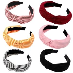 imageOAOLEER 6 Pack Top Knotted Headbands for Women Fashion Headband Cloth Cross Twist Hairband Cooling in Summer Suit for Workout Yoga Daily Life